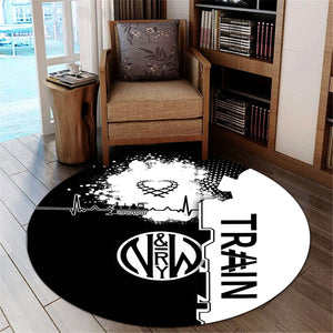 Railspirit Norfolk and Western Railway Round Mat Engine Heartbeat and Track Love Style N&W Mat Gift Idea For Train Lovers