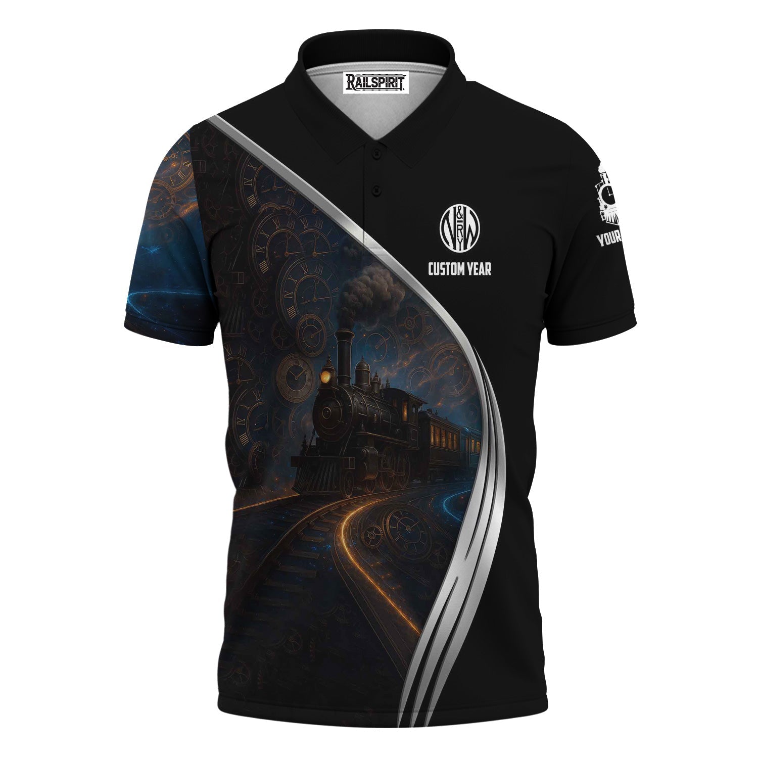 Railspirit Personalized Norfolk and Western Railway Polo Shirt Steampunk Locomotive with Custom Year N&W Train Shirt