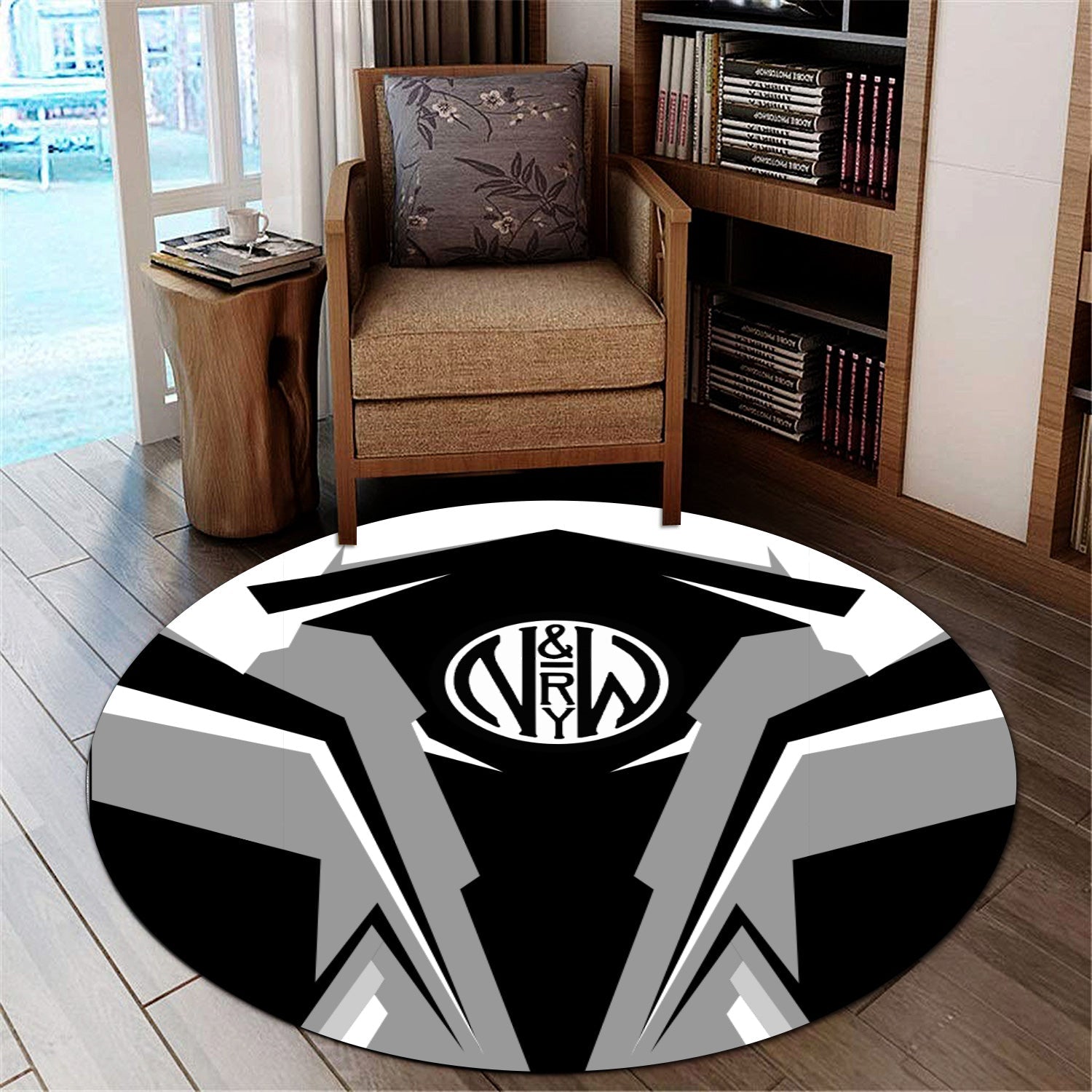 Railspirit Norfolk and Western Railway Round Mat Strong Line Style N&W Mat All Over Print