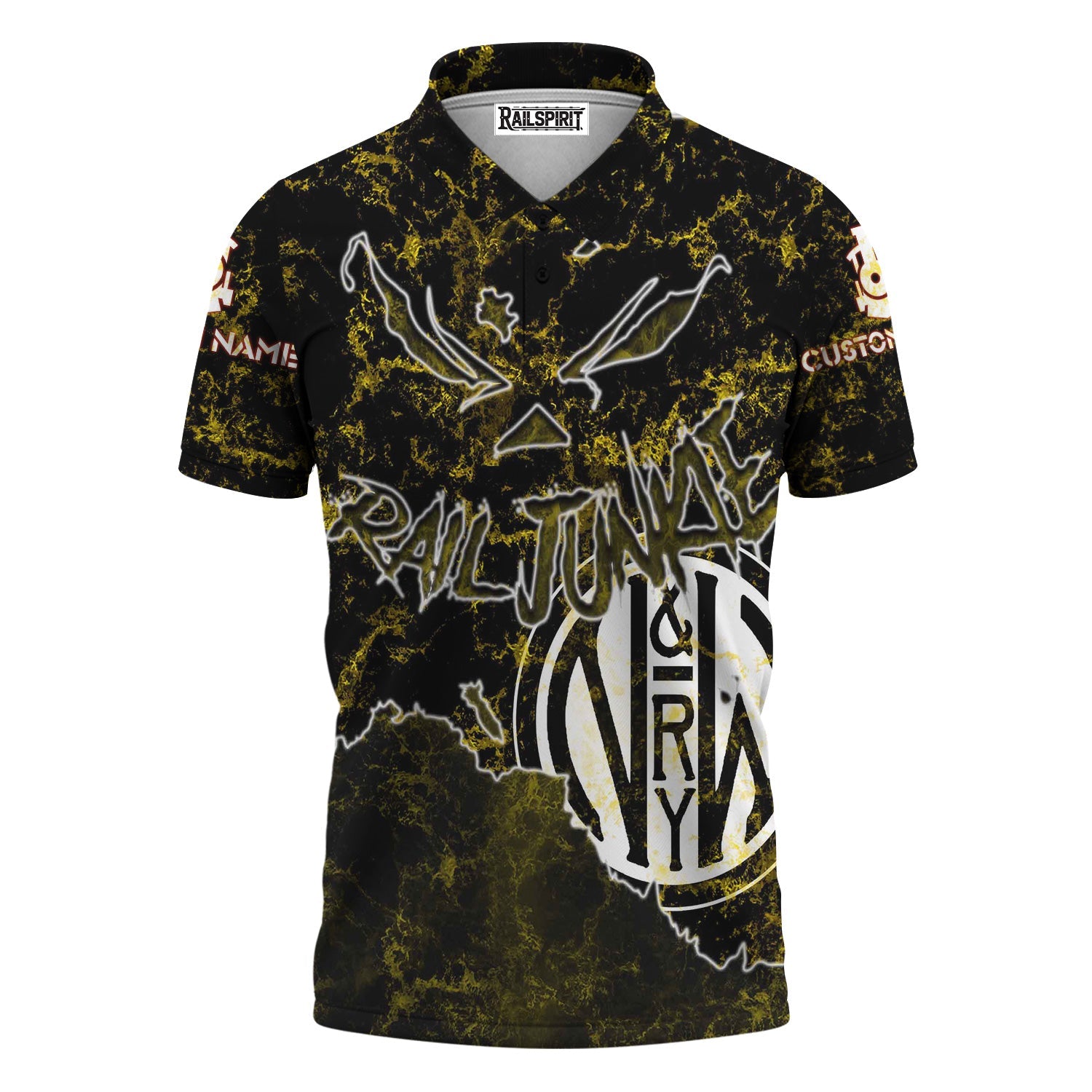 Railspirit Personalized Norfolk and Western Railway Polo Shirt Torn Graphic Style N&W Train Shirt For Rail Junkie