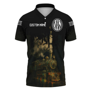 Railspirit Personalized Norfolk and Western Railway Polo Shirt Vintage Train Art Style N&W Shirt For Locomotive Fans