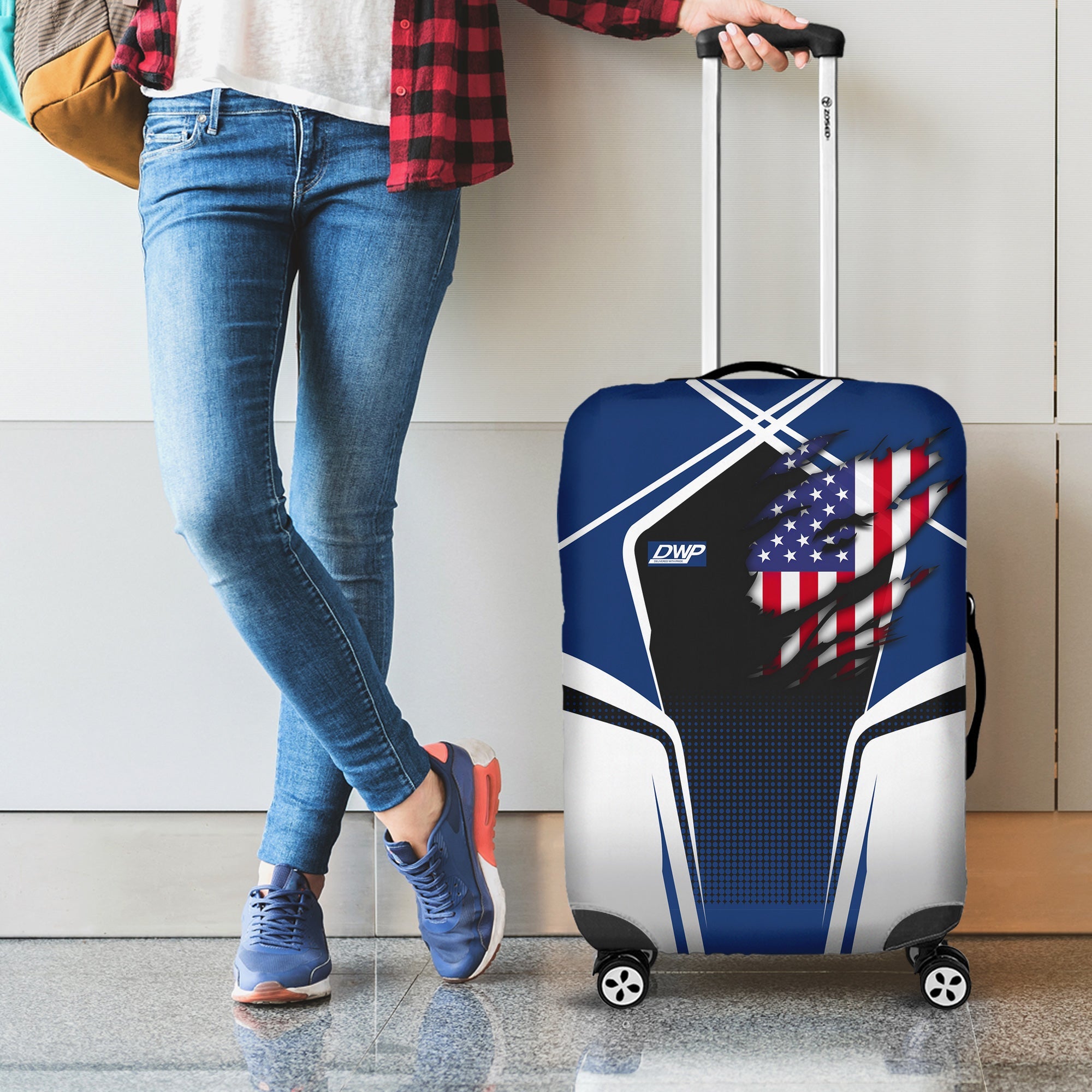 Railspirit Personalized Duluth, Winnipeg and Pacific Railway Luggage Cover American Eagle Vintage Train Luggage Protection