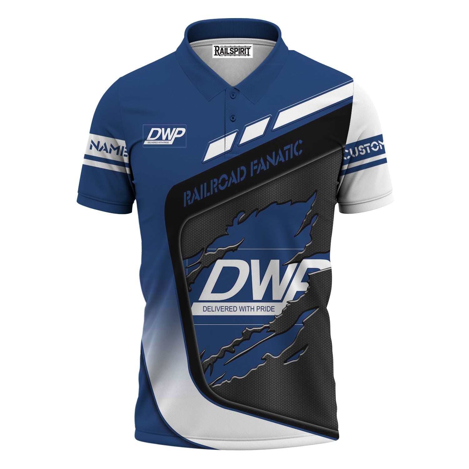 Railspirit Personalized Duluth, Winnipeg and Pacific Railway Polo Shirt Ripped Texture Style Train Shirt For Railroad Fanatic