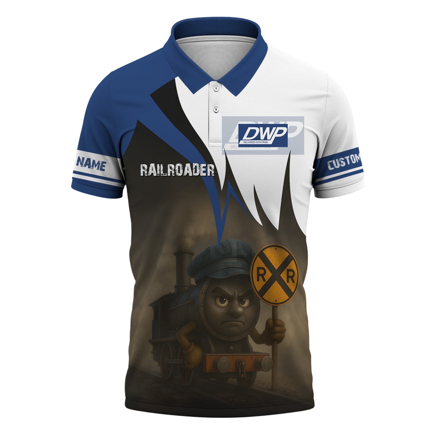 Railspirit Personalized Duluth, Winnipeg and Pacific Railway Polo Shirt Angry Train Polo Shirt Gift Idea For Train Lover