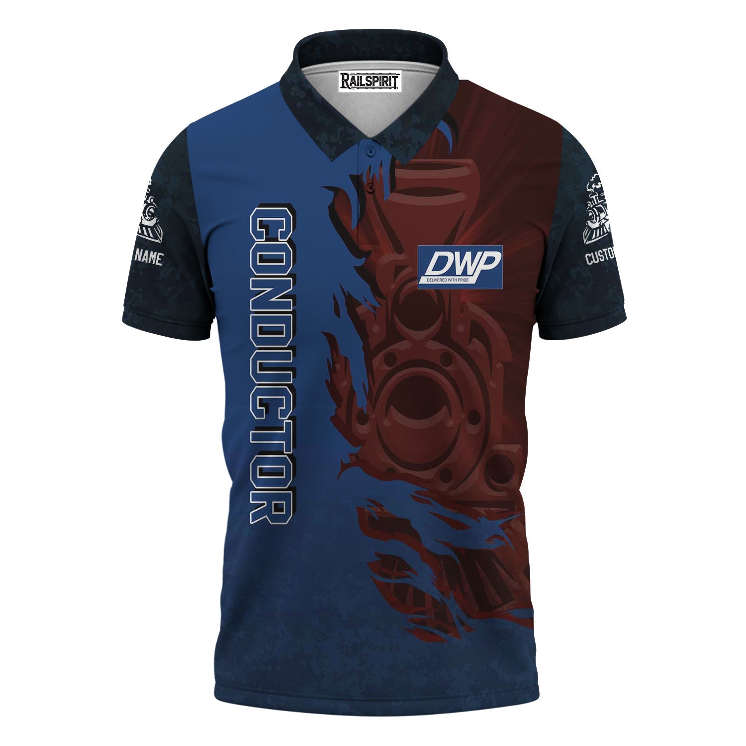 Railspirit Personalized Duluth, Winnipeg and Pacific Railway Polo Shirt Blazing Style with Custom Position Train Shirt