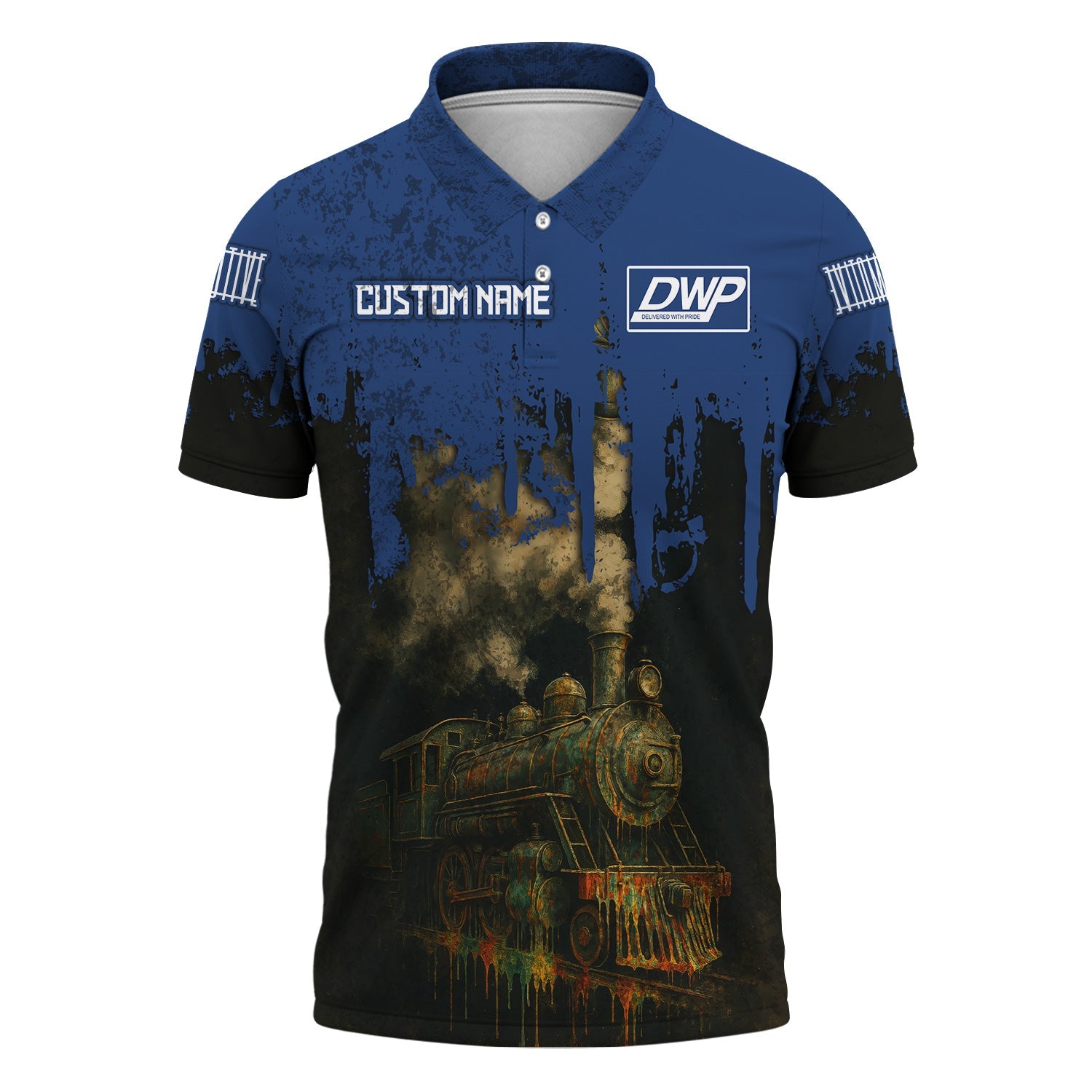 Railspirit Personalized Duluth, Winnipeg and Pacific Railway Polo Shirt Vintage Train Art Style Shirt For Locomotive Fans