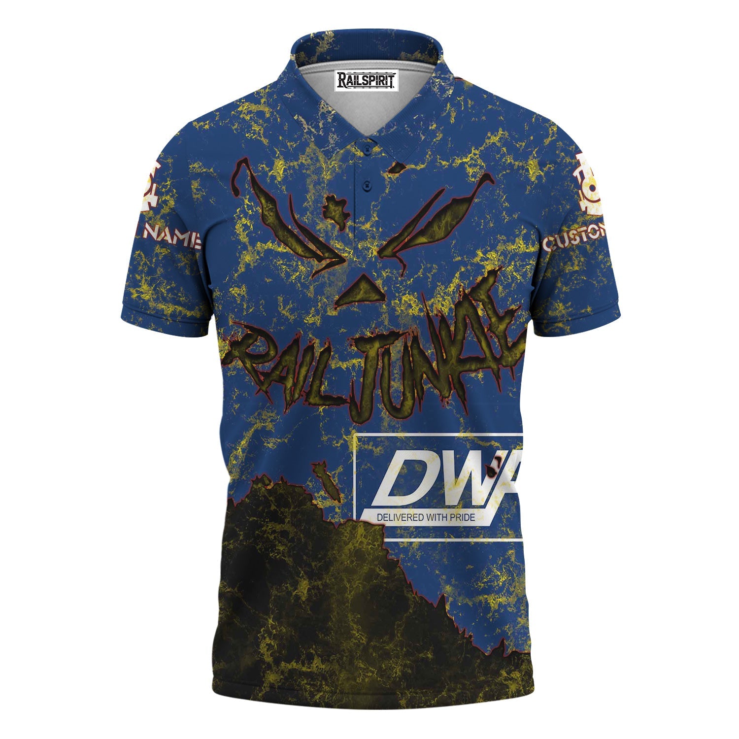 Railspirit Personalized Duluth, Winnipeg and Pacific Railway Polo Shirt Torn Graphic Style Train Shirt For Rail Junkie