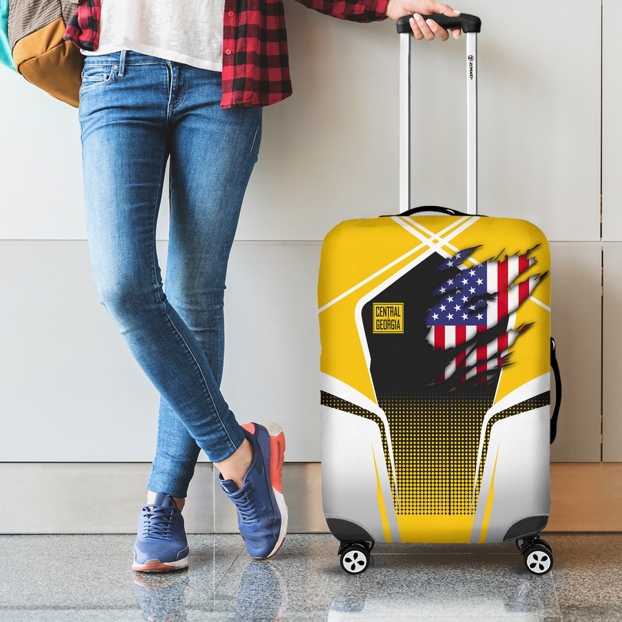 Railspirit Personalized Central of Georgia Railway Luggage Cover American Eagle Vintage Train Luggage Protection