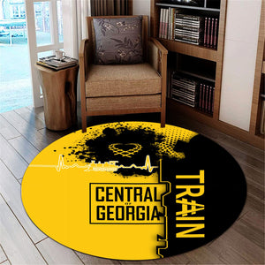 Railspirit Central of Georgia Railway Round Mat Engine Heartbeat and Track Love Style Mat Gift Idea For Train Lovers