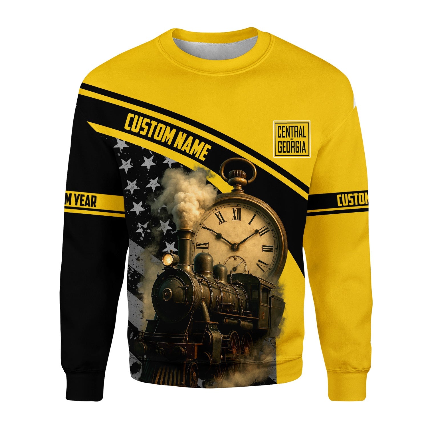 Railspirit Personalized Central of Georgia Railway Sweatshirt Classic Steam Engine With Retro Pocket Watch Shirt All Over Print