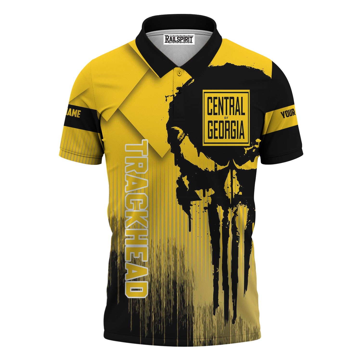 Railspirit Personalized Central of Georgia Railway Polo Shirt Skull Design with Custom Job Train Shirt for Trackhead Crew