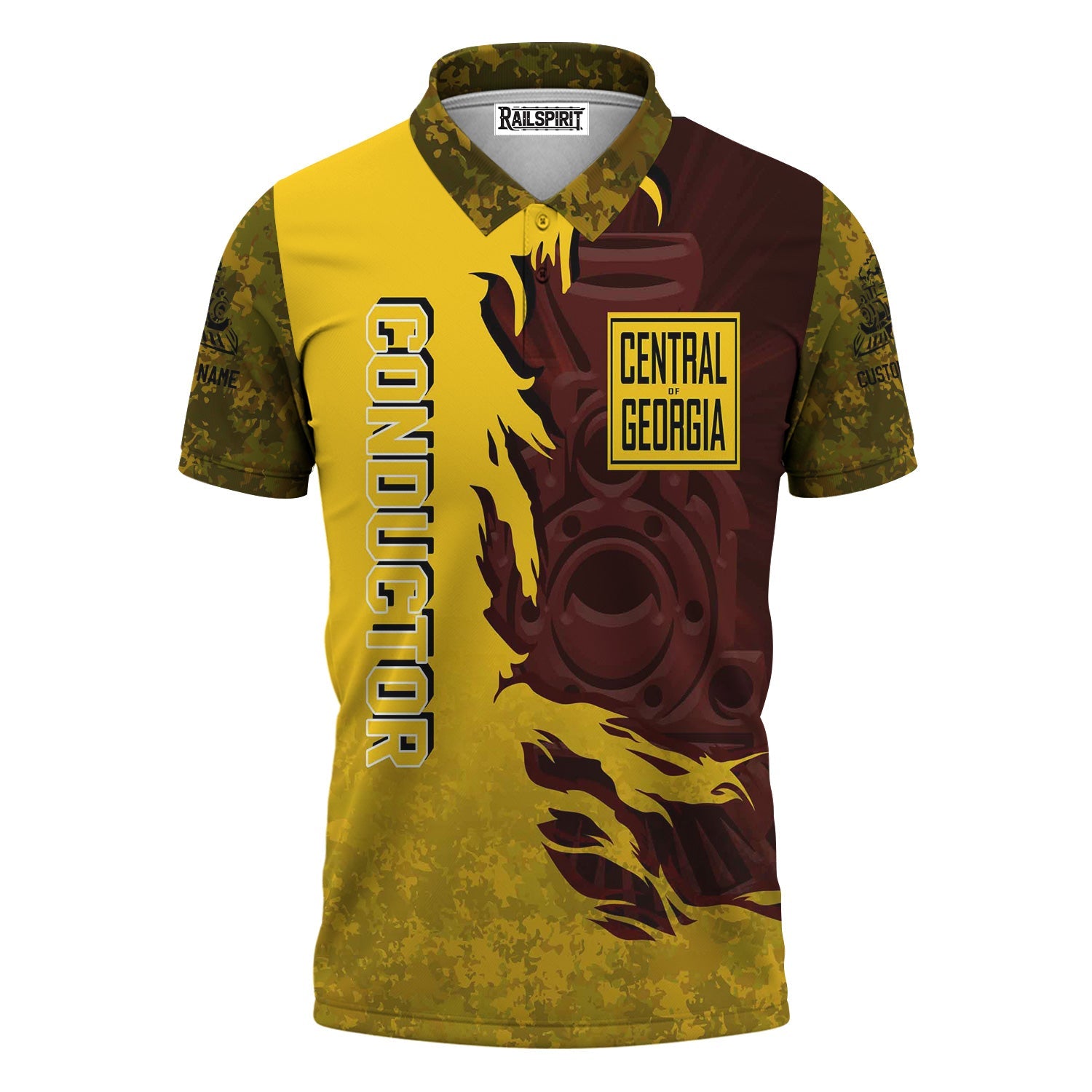 Railspirit Personalized Central of Georgia Railway Polo Shirt Blazing Style with Custom Position Train Shirt