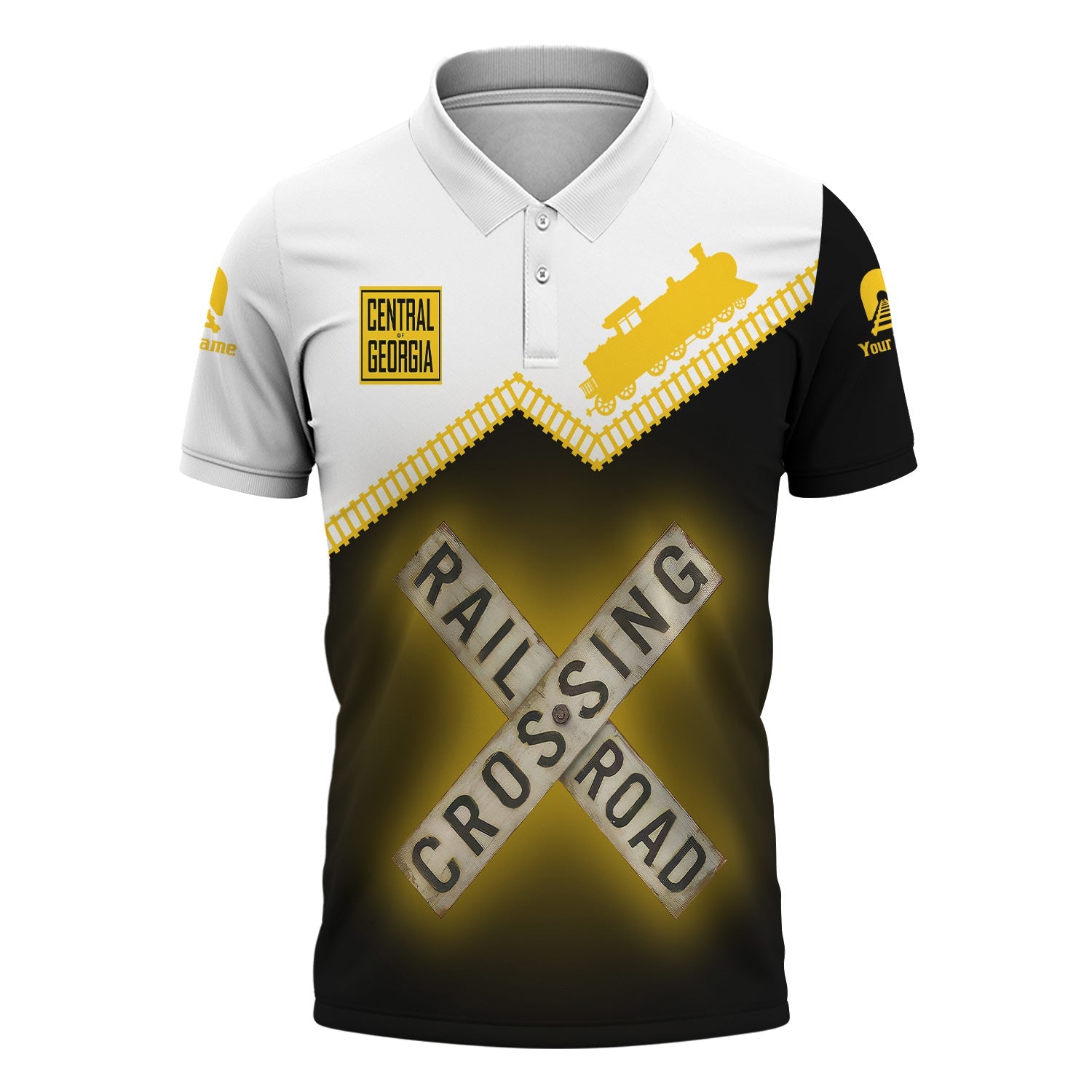 Railspirit Personalized Central of Georgia Railway Polo Shirt Railroad Crossing Printed Train Track Shirt