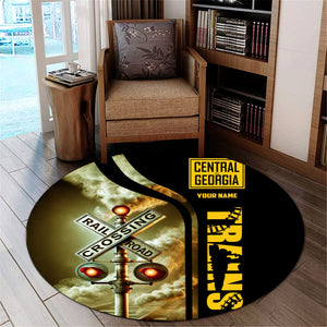 Railspirit Personalized Central of Georgia Railway Round Mat Railroad Crossing Sign Mat All Over Print