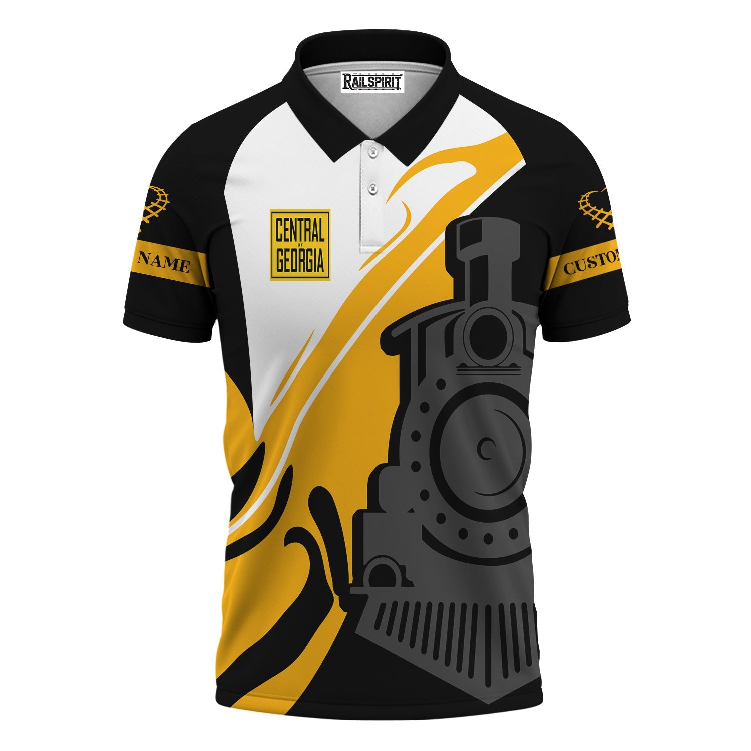 Railspirit Personalized Central of Georgia Railway Polo Shirt Flame-Inspired Style Shirt Gift Idea For Train Lovers