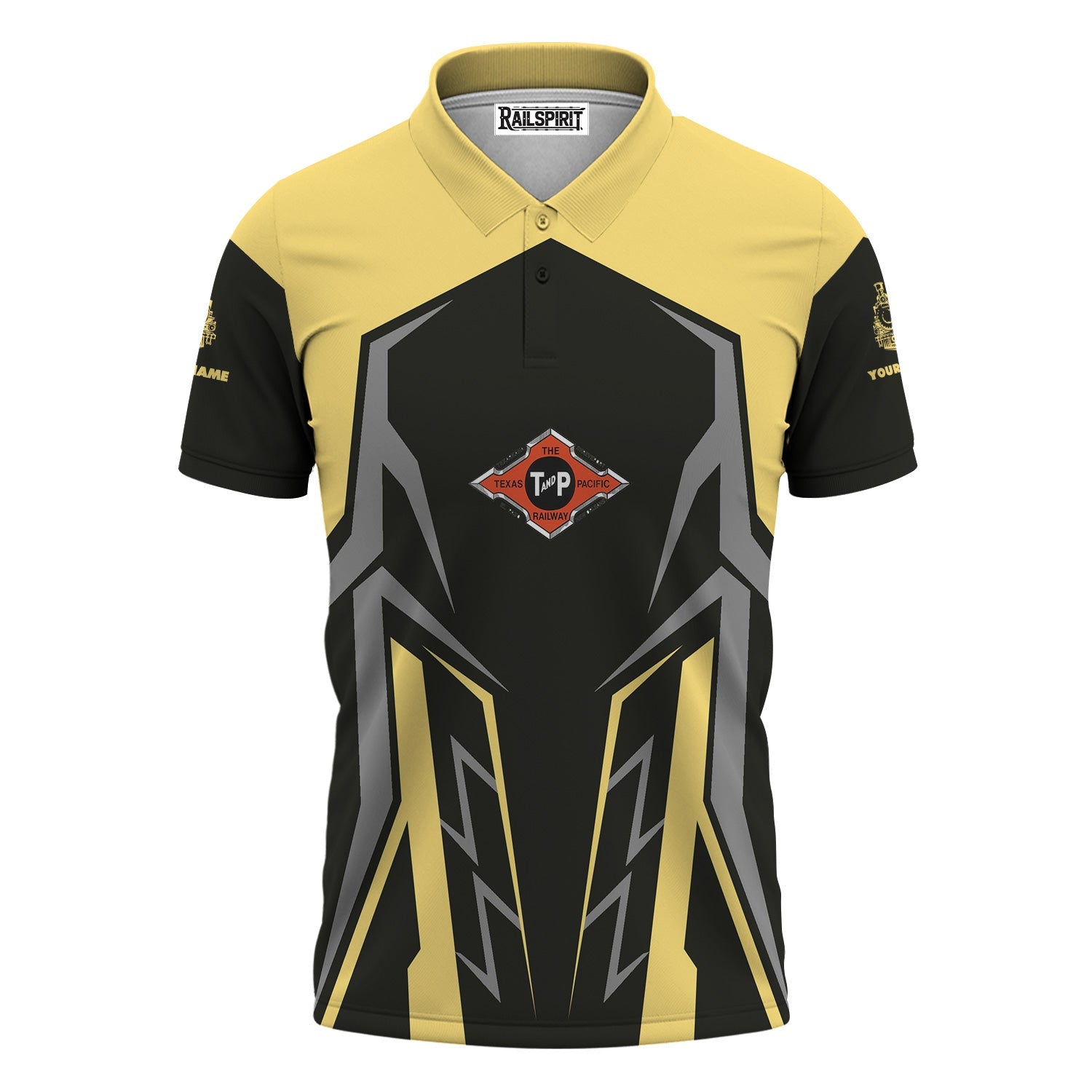 Railspirit Personalized Texas and Pacific Railway Polo Shirt Futuristic Design with Custom Job Train Shirt