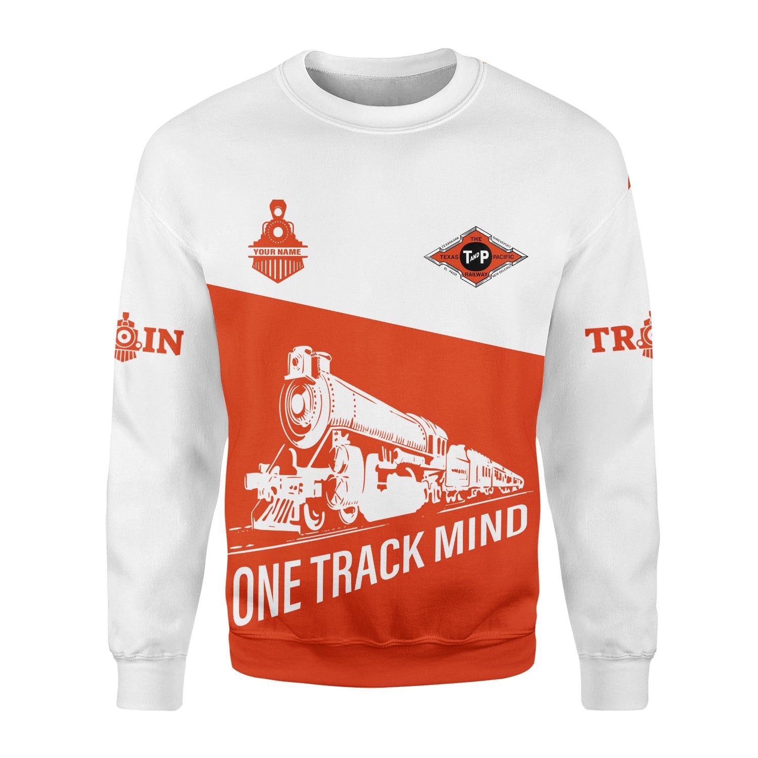 Railspirit Personalized Texas and Pacific Railway Sweatshirt One Track Mind Train Sweater Gift Idea For Train Lover