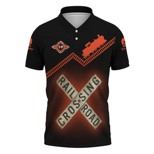 Railspirit Personalized Texas and Pacific Railway Polo Shirt Railroad Crossing Printed Train Track Shirt