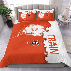 Railspirit Texas and Pacific Railway Bedding Set Engine Heartbeat and Track Love Style Bedding Set Gift Idea For Train Lovers