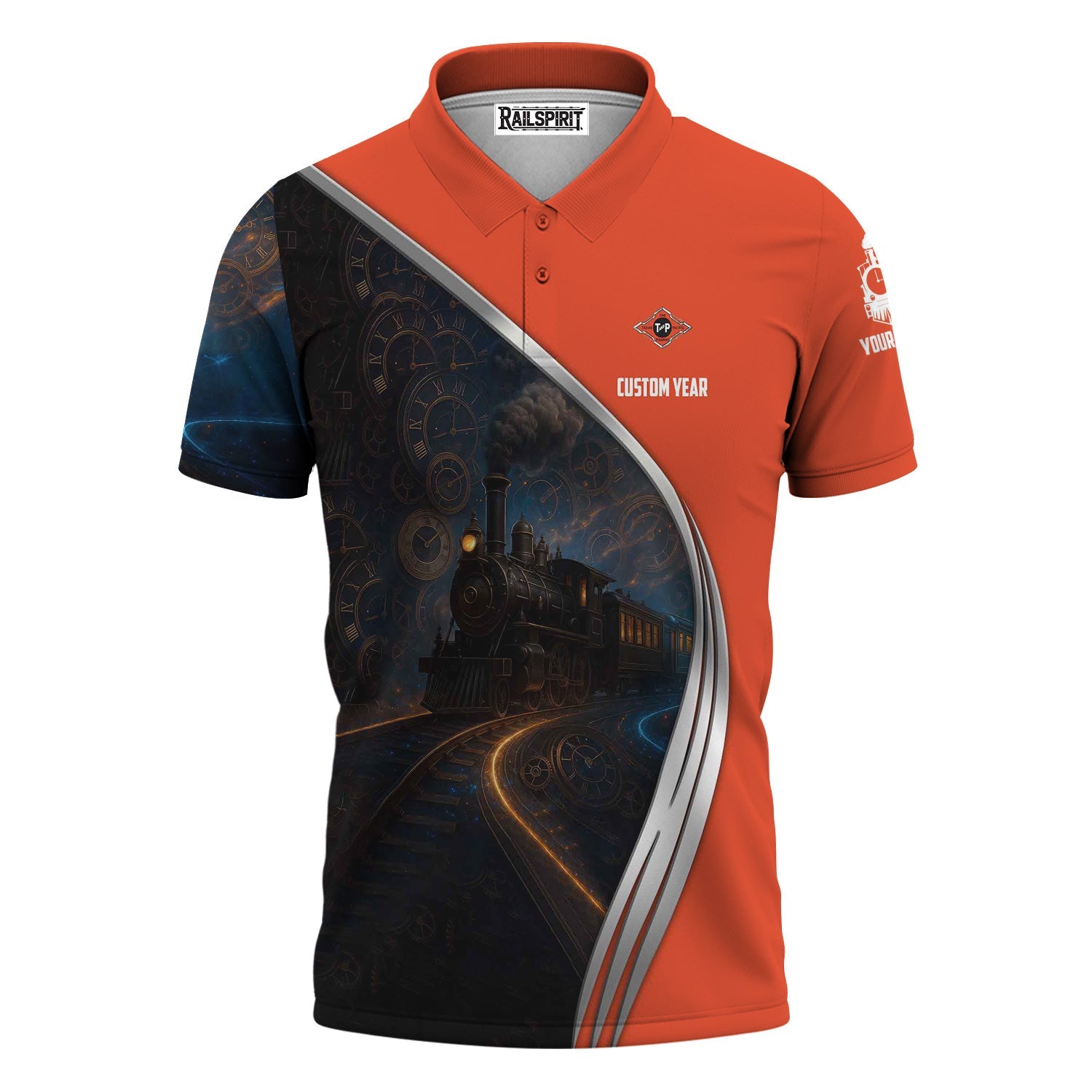 Railspirit Personalized Texas and Pacific Railway Polo Shirt Steampunk Locomotive with Custom Year Train Shirt