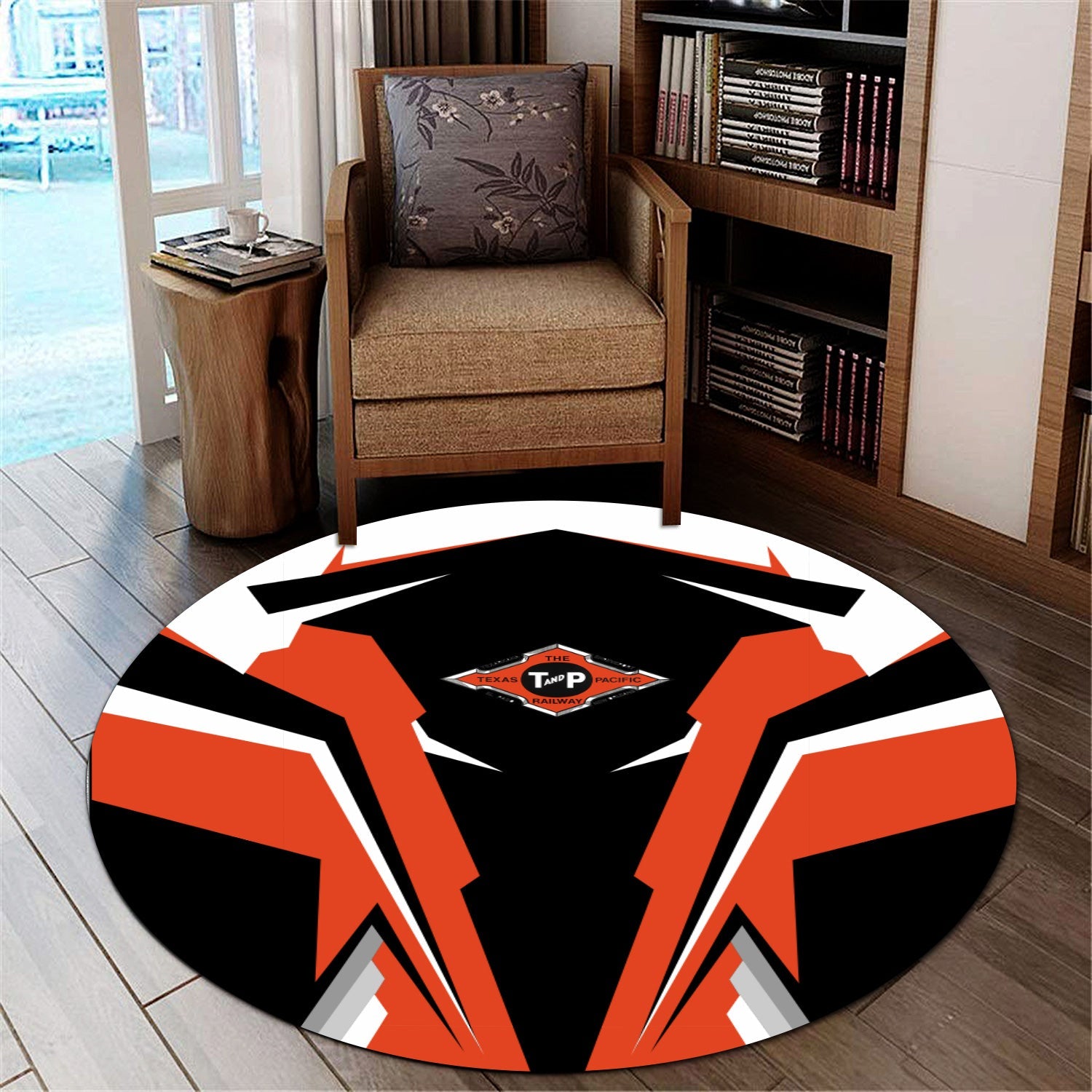 Railspirit Texas and Pacific Railway Round Mat Strong Line Style Rug All Over Print