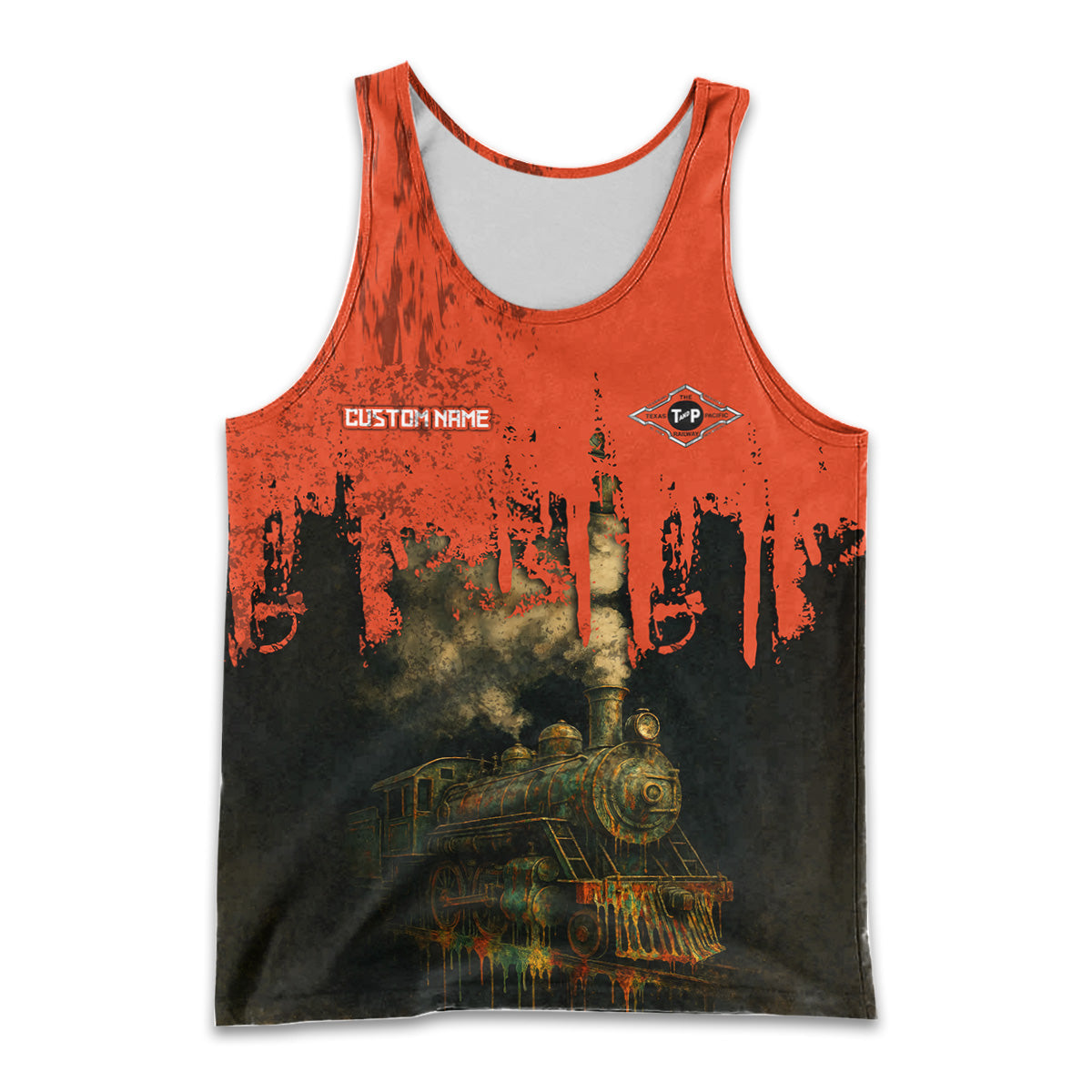 Railspirit Personalized Texas and Pacific Railway Men Tank Top Vintage Train Art Style Shirt For Locomotive Fans