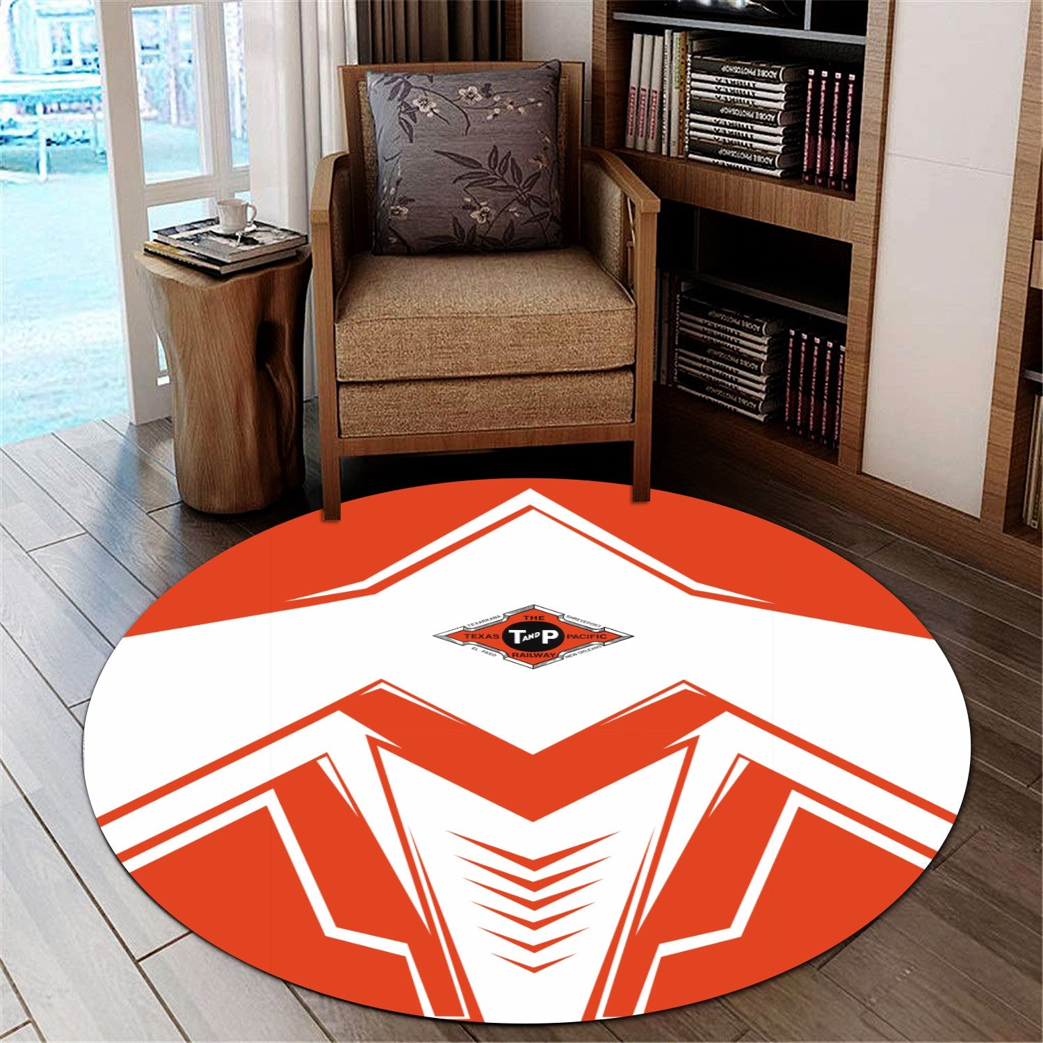 Railspirit Texas and Pacific Railway Round Mat Railway Trainspotter Style Mat Gift Idea For Foamers