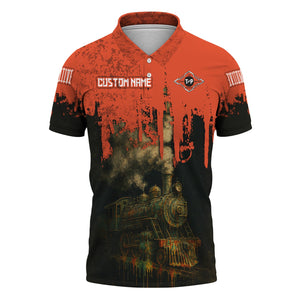 Railspirit Personalized Texas and Pacific Railway Polo Shirt Vintage Train Art Style Shirt For Locomotive Fans