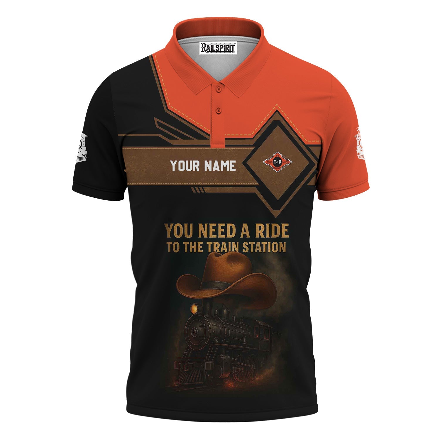 Railspirit Personalized Texas and Pacific Railway Polo Shirt You Need A Ride To The Train Station Shirt For Train Lovers
