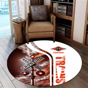 Railspirit Personalized Texas and Pacific Railway Round Mat Railroad Crossing Sign Mat All Over Print