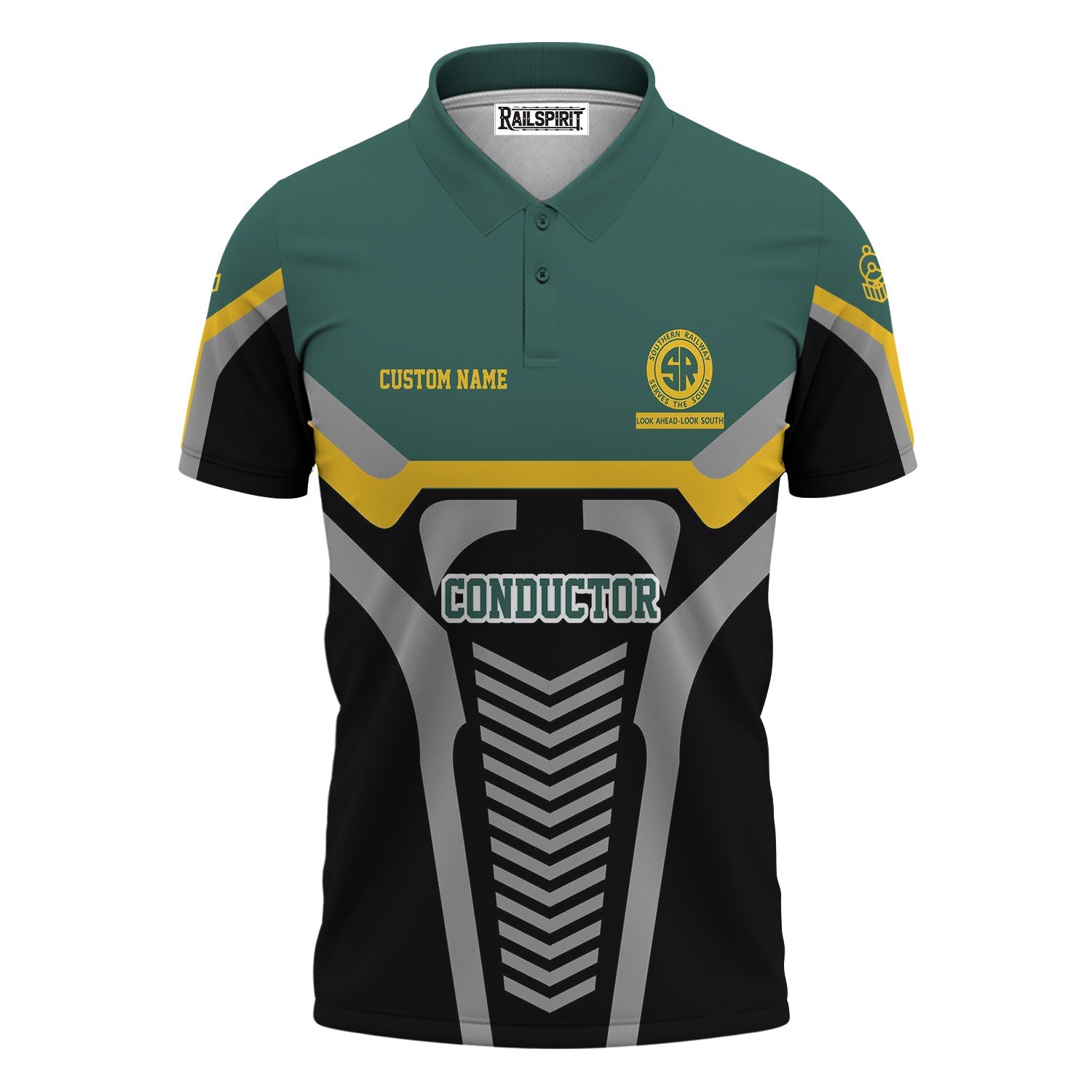 Railspirit Personalized Southern Railway U.S Polo Shirt Track-Inspired with Custom Job Position SOU Train Shirt