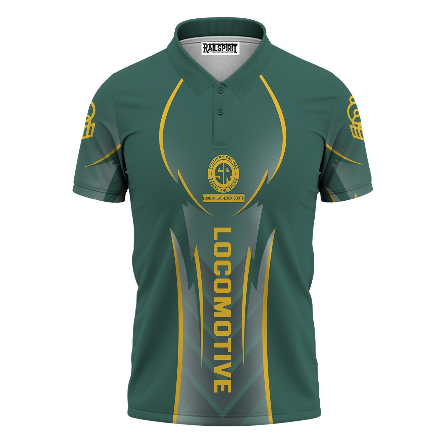 Railspirit Personalized Southern Railway U.S Polo Shirt Striking Line Style SOU Train Shirt For Locomotive Lovers