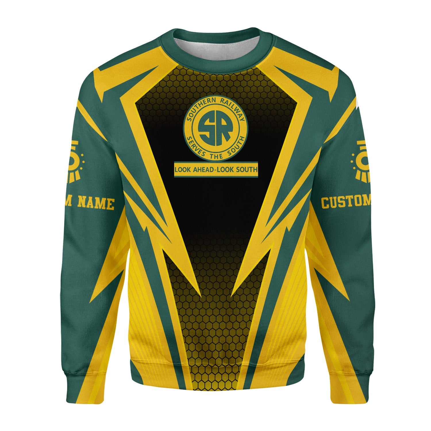 Railspirit Personalized Southern Railway U.S Sweatshirt Lightning Graphic Style SOU Shirt Gift Idea For Train Lover