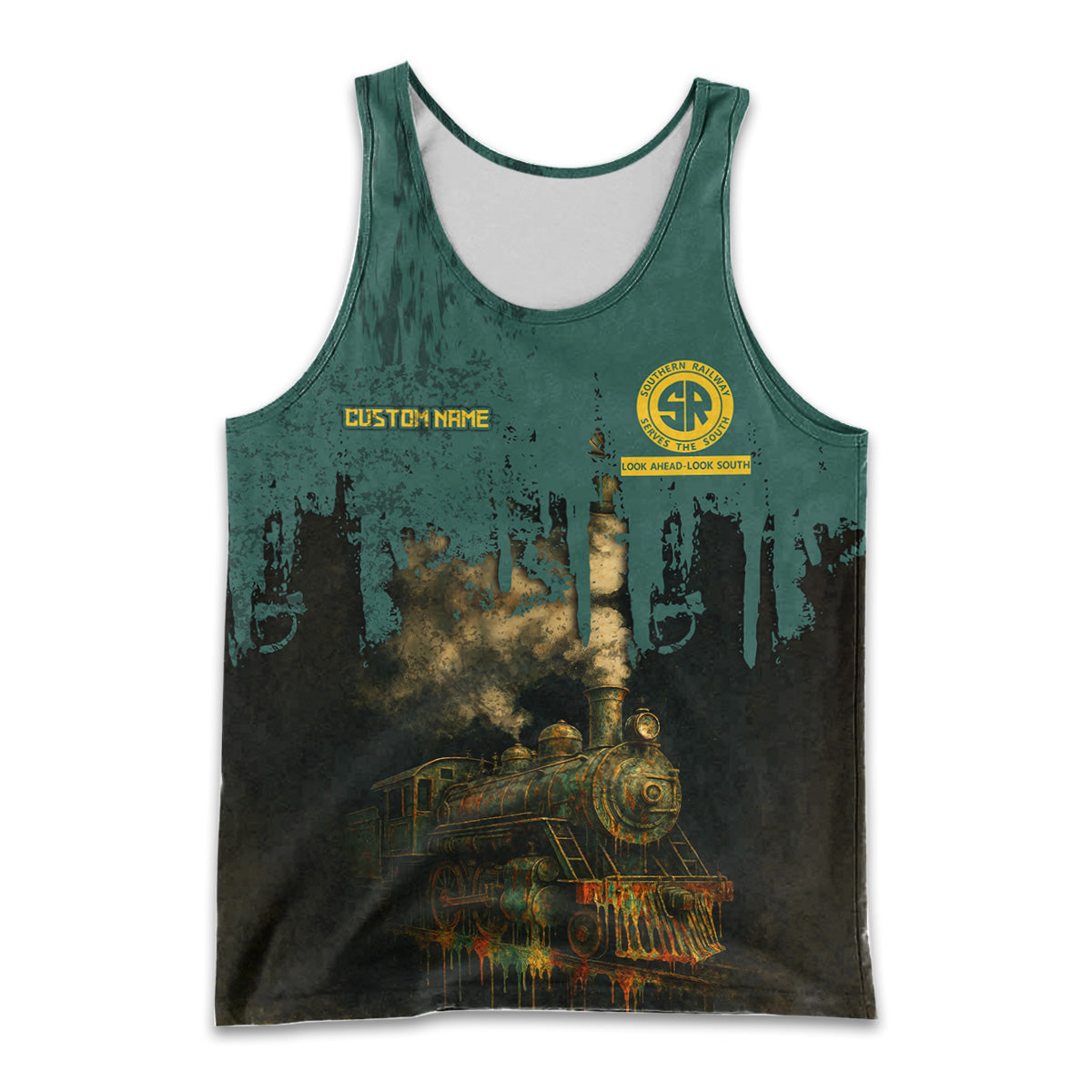 Railspirit Personalized Southern Railway U.S Men Tank Top Vintage Train Art Style SOU Shirt For Locomotive Fans