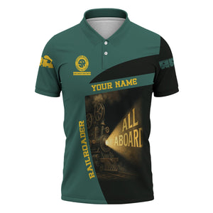 Railspirit Personalized Southern Railway U.S Polo Shirt All Aboard Steam Train Movie Projector Style SOU Shirt