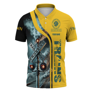 Railspirit Personalized Southern Railway U.S Polo Shirt Crossing Railroad Sign American Locomotive Train Shirt All Over Print
