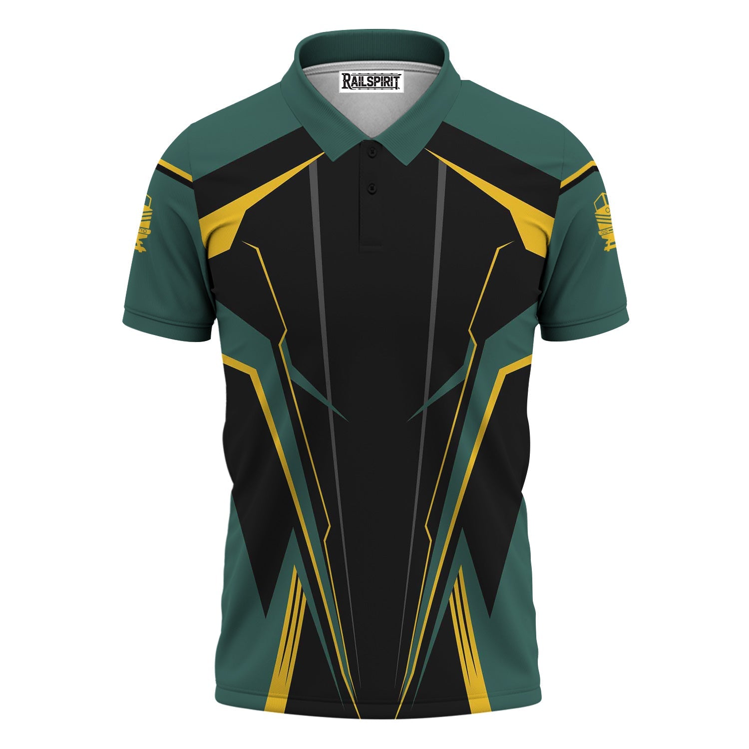 Railspirit Personalized Southern Railway U.S Polo Shirt Lightning-Edge Design SOU Train Shirt For Railroad Lovers