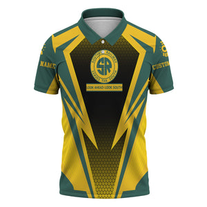 Railspirit Personalized Southern Railway U.S Polo Shirt Lightning Graphic Style SOU Shirt Gift Idea For Train Lover