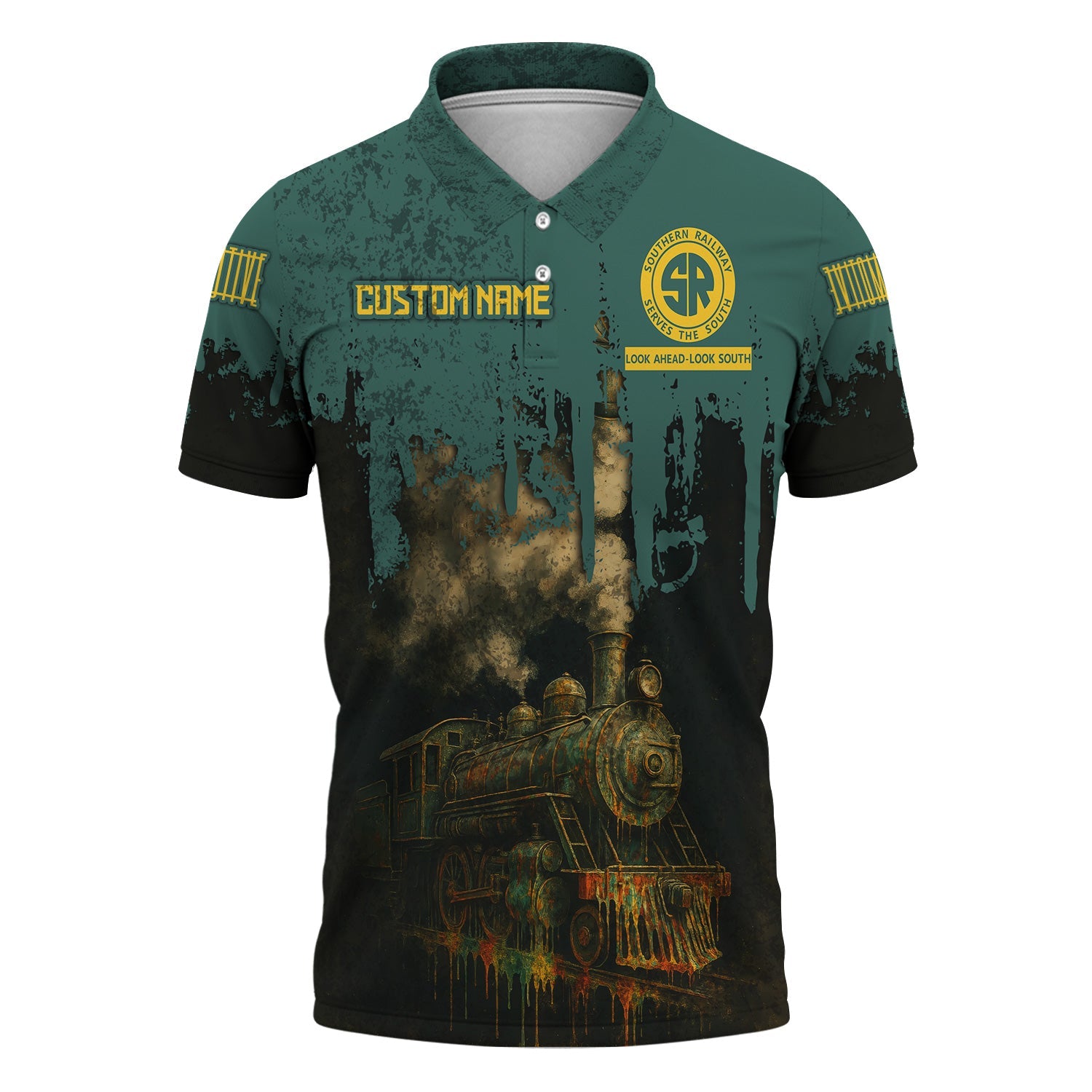Railspirit Personalized Southern Railway U.S Polo Shirt Vintage Train Art Style SOU Shirt For Locomotive Fans