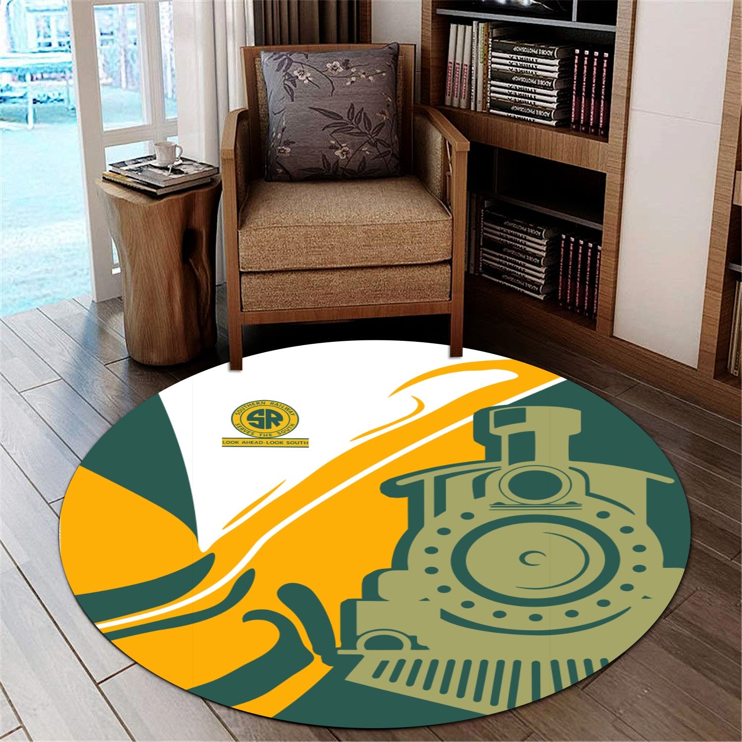 Railspirit Southern Railway U.S Round Mat Flame-Inspired Style SOU Mat Gift Idea For Train Lovers