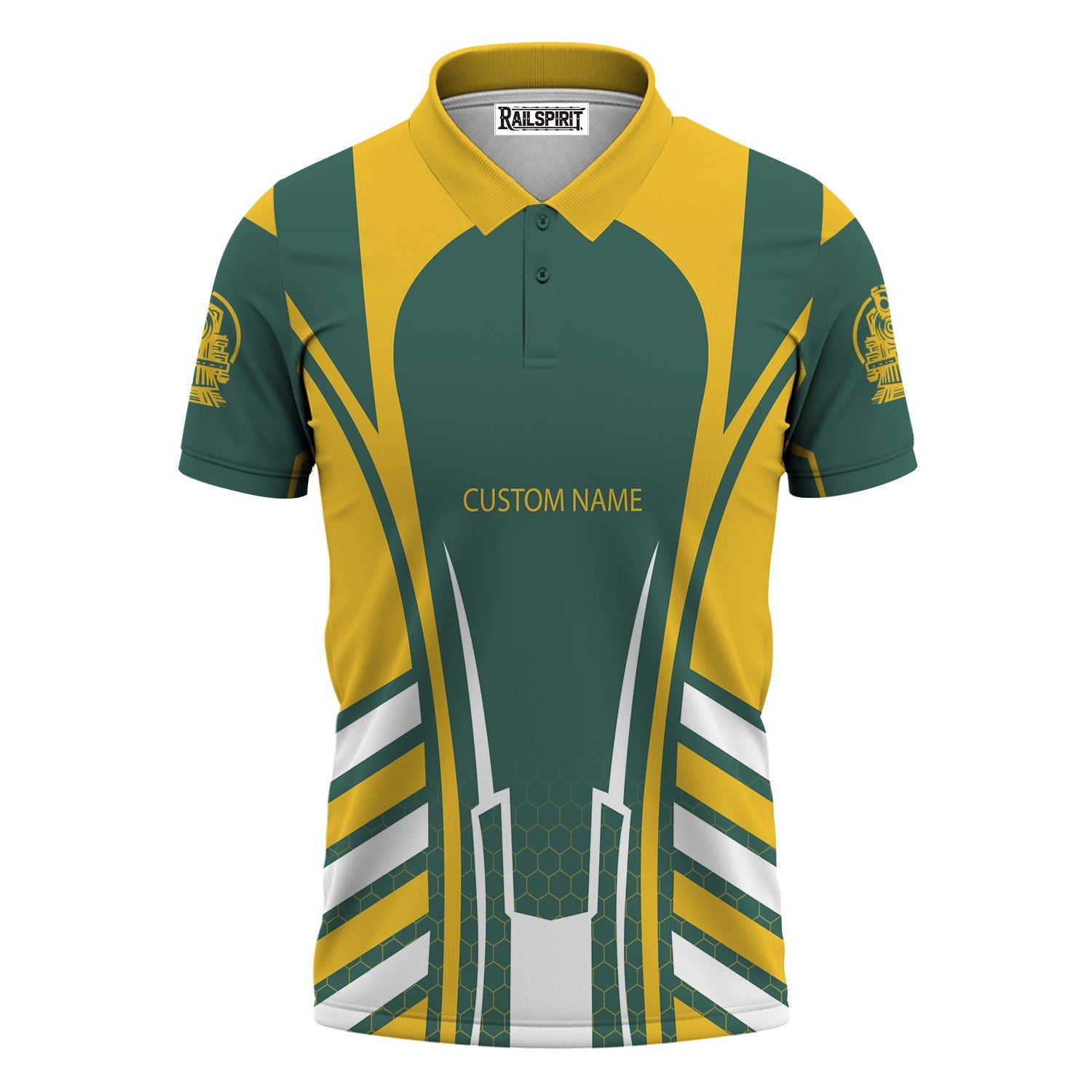 Railspirit Personalized Southern Railway U.S Polo Shirt Striped Railroad Style SOU Train Shirt All Over Print