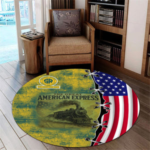 Railspirit Southern Railway U.S Round Mat Retro American Express Train With USA Flag SOU Round Mat