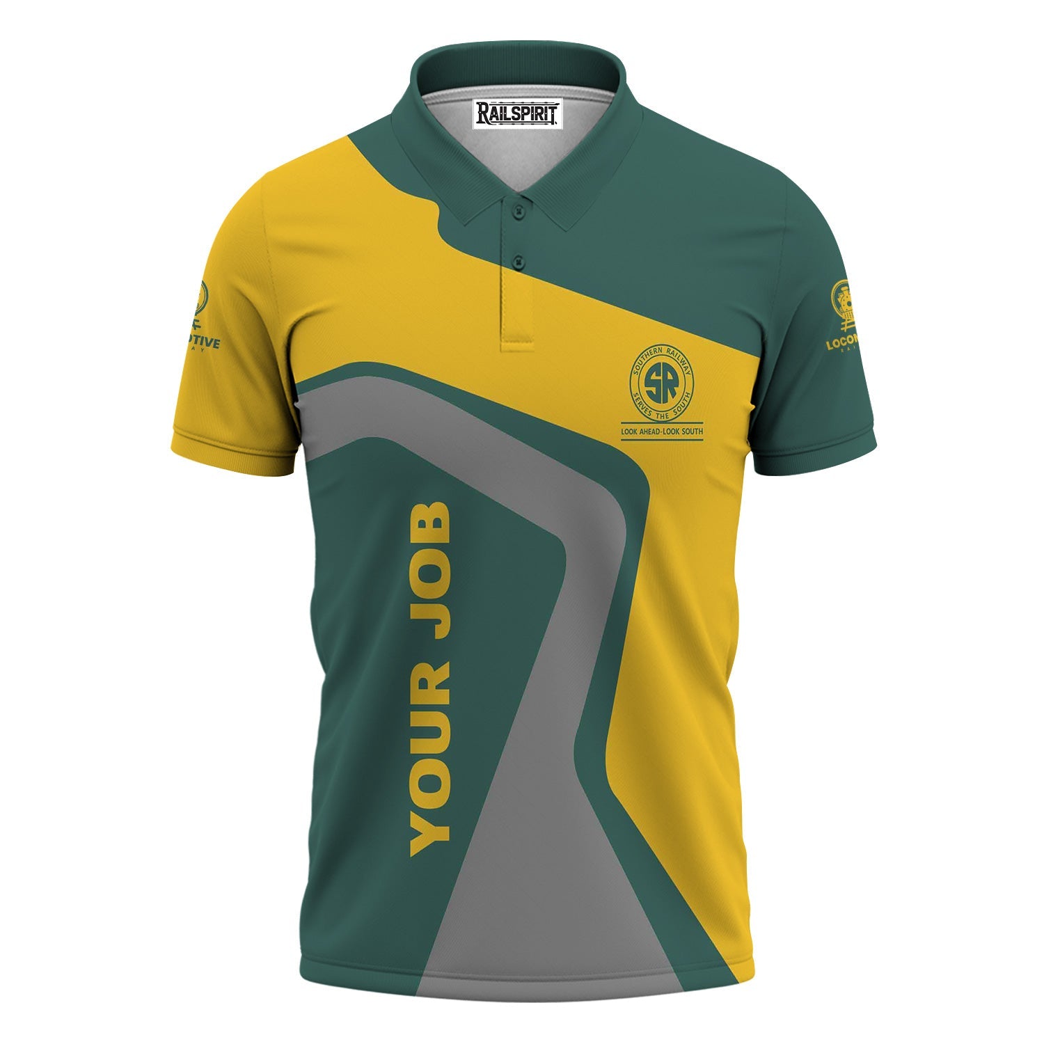 Railspirit Personalized Southern Railway U.S Polo Shirt Unique Design with Custom Job Position SOU Train Shirt