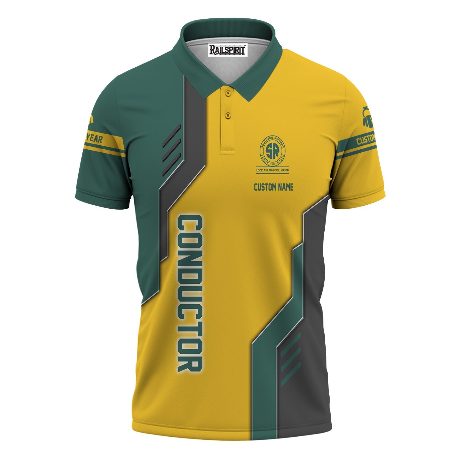 Railspirit Personalized Southern Railway U.S Polo Shirt Unique Railway Style with Custom Job SOU Train Shirt