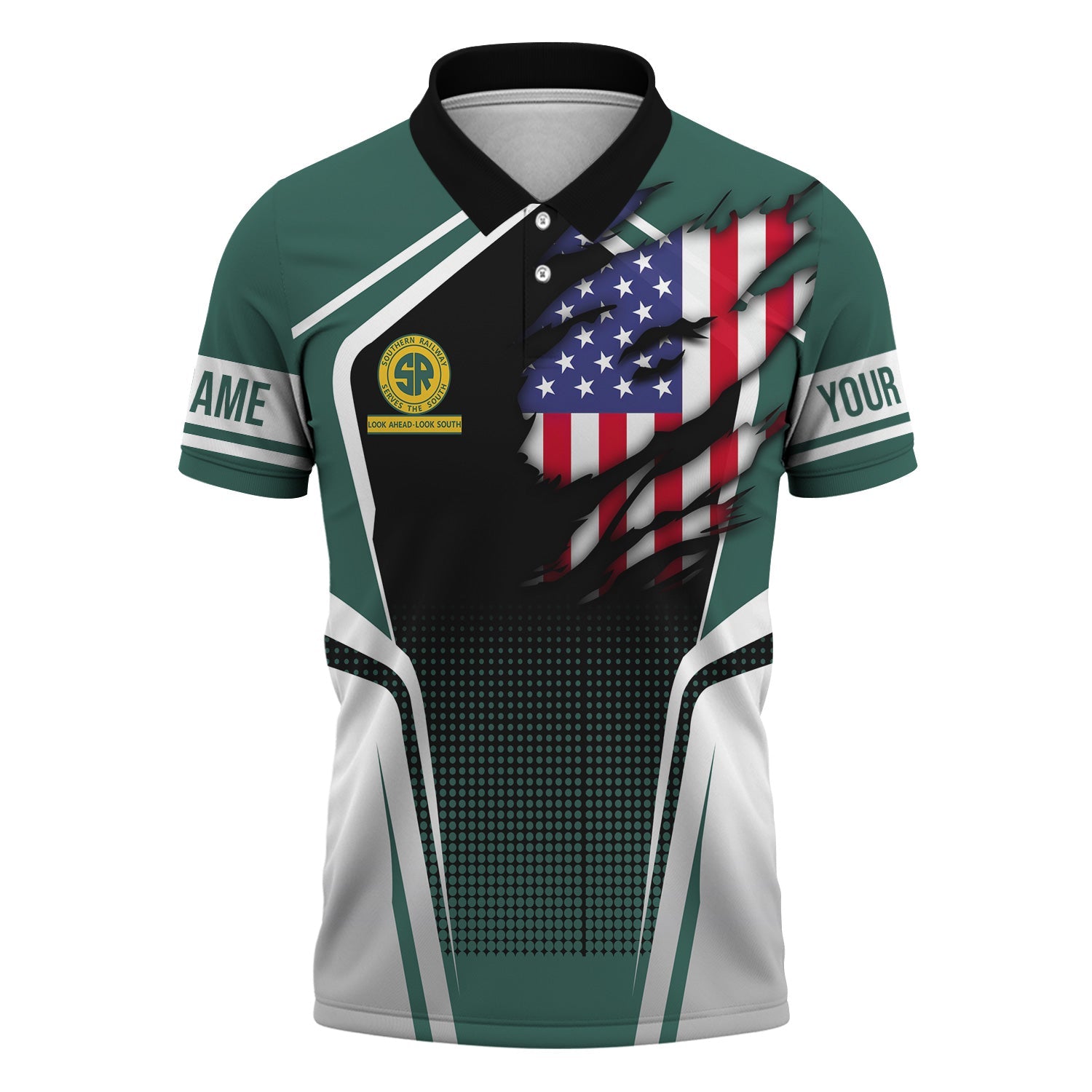 Railspirit Personalized Southern Railway U.S Polo Shirt American Eagle Vintage Train SOU Shirt