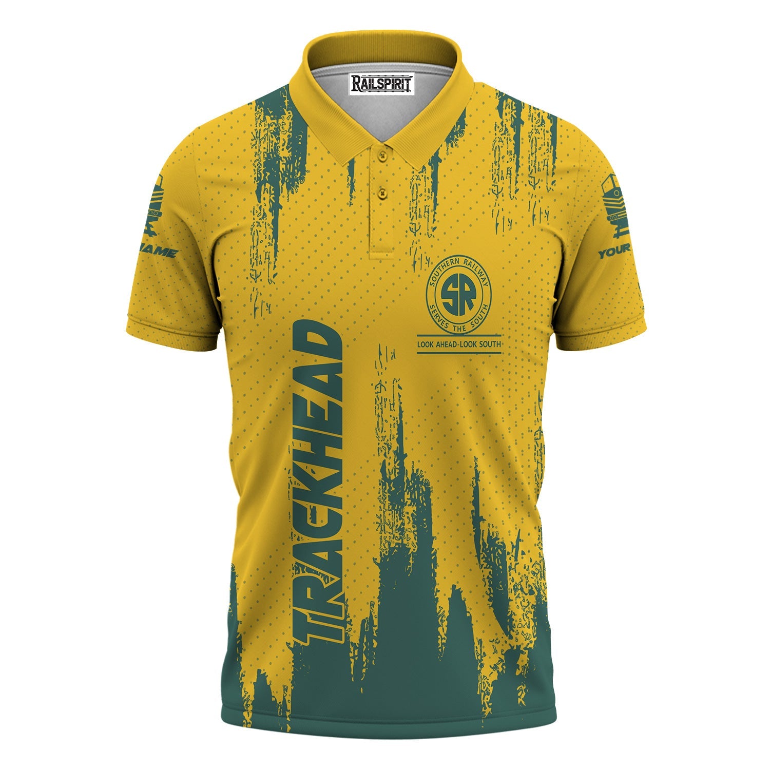 Railspirit Personalized Southern Railway U.S Polo Shirt Paint Impact Design SOU Train Shirt for Trackhead