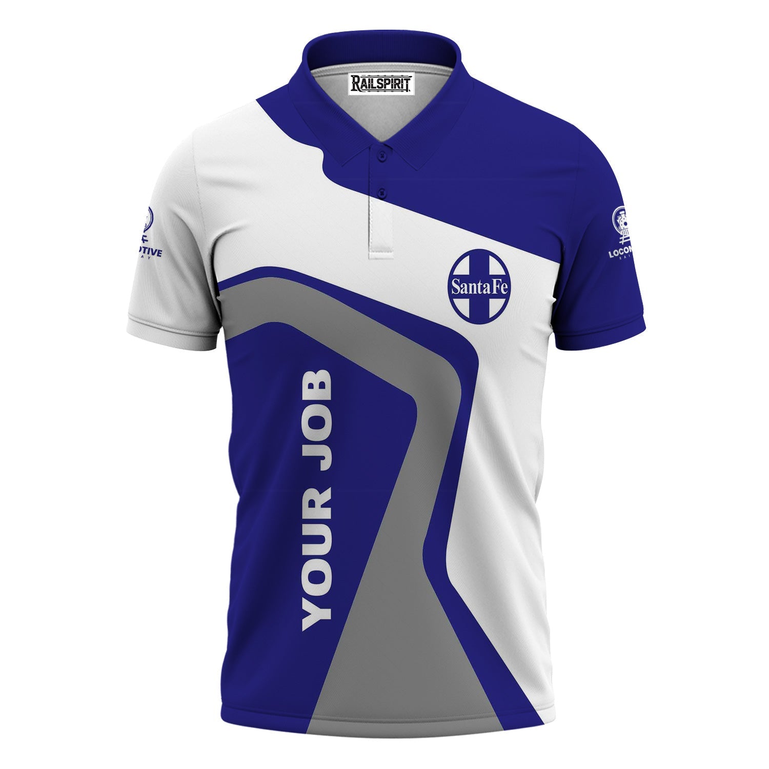 Railspirit Personalized Santa Fe ATSF Railway Polo Shirt Unique Design with Custom Job Position Atchison, Topeka and Santa Fe Train Shirt