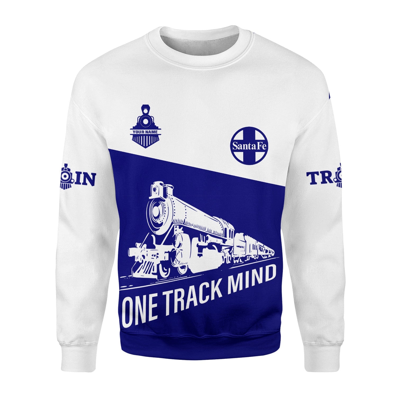 Railspirit Personalized Santa Fe Railway Sweatshirt One Track Mind Atchison, Topeka and Santa Fe Railway Train Sweater Gift Idea For Train Lover