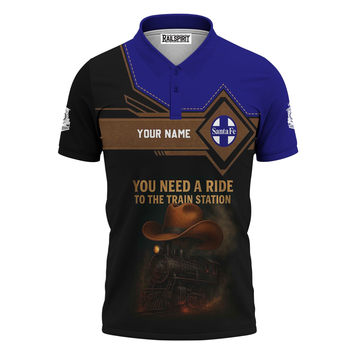 Railspirit Personalized Santa Fe Railway Polo Shirt You Need A Ride To The Train Station Atchison, Topeka and Santa Fe Railway Shirt For Train Lovers