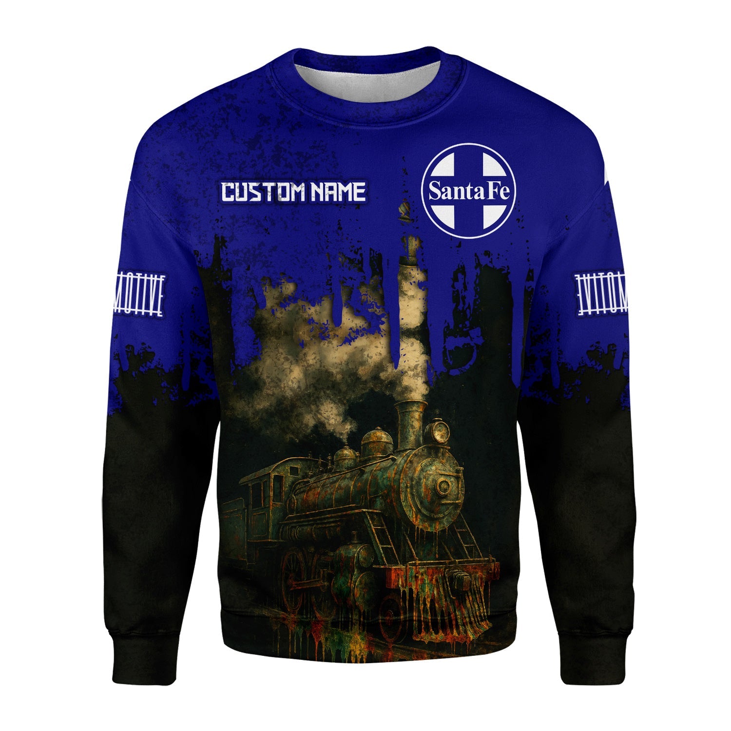 Railspirit Personalized Santa Fe Railway Sweatshirt Vintage Train Art Style Atchison, Topeka and Santa Fe Railway Shirt For Locomotive Fans